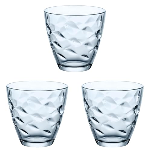 Bormioli Rocco 1662017 Vaso Flora - Agua de cristal (6 unidades, 26 cl), color azul (Paquete de 3)