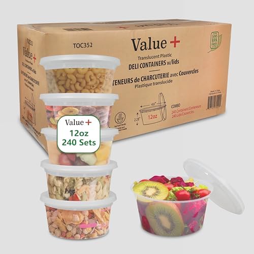 Value Plus (12 oz, 240 Count) Food Storage Deli Containers With