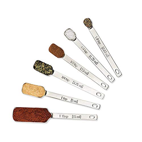 Mekbok Heavy Duty Stainless Steel Metal Measuring Spoons For Dry Or Liquid, Fits In Spice Jar, Set Of 6 #TOP7