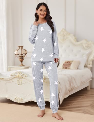 Image of Ekouaer Pajamas Set for Women Soft Comfy Pjs Sets Long Sleeve Sleepwear Loungewear S-XXL