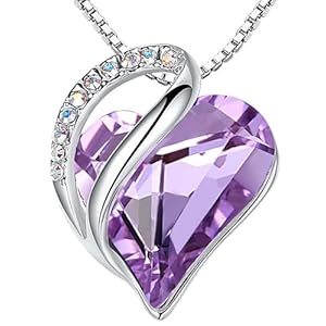 Leafael Necklaces for Women, Infinity Love Heart Pendant with Birthstone Crystals, Jewelry Gifts for Wife, Silver Plated 18 + 2 inch Chain, Birthday or Chrismas Holiday Gift for Her, Mom, & Sister