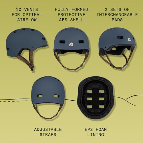 Image of Retrospec Dakota Bicycle / Skateboard Helmet for Adults - Commuter, Bike, Skate, Scooter, Longboard & Incline Skating - Highly Protective & Premium Ventilation- Medium - Matte Navy (Medium: 55-59 cm)