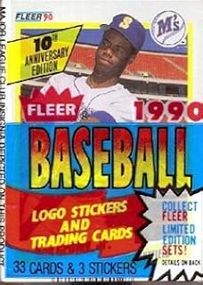 Single Unopened Pack of 10th Anniversary Edition of Fleer 1990 Baseball 3 Logo Sticker and 33 Trading Cards