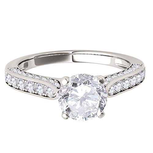 Mauli Jewels 1.00 Carat Diamond Engagement Ring Prong-Setting 14K Solid White Gold2