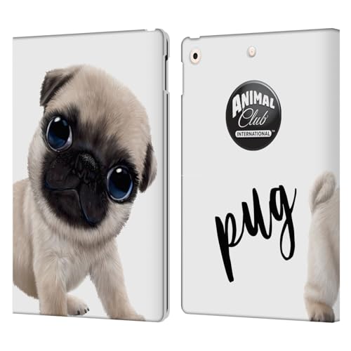 Head Case Designs Officially Licensed Animal Club International Pug Faces Leather Wallet Case Compatible with Apple iPad 10.2 2019/2020/2021