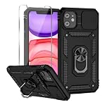 Damtong for iPhone 12/12 Pro Case: with Slide Camera Cover Rotatable Kickstand Military Grade Dual Layer Shockproof Drop Protection for iPhone 12/12 Pro Phone Case 6.1 Inch Black