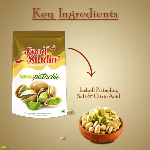 Image of FOOD STUDIO Premium California Roasted & Salted Pistachios Yellow Pouch Pack of 4 x 250 gm | Pista Dry Fruit | Tasty & Healthy | High in Protein & Dietary Fiber | Gluten Free & Low Calorie Nuts