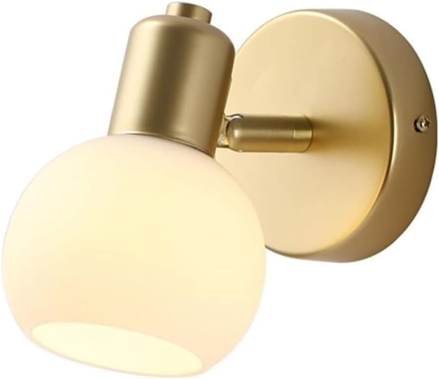 Modern Light Luxury Bathroom Wall Sconce Gold Milk Glass Adjustable Angle Bedroom Wall Mount Reading Light Mid Century Modern Lighting Fixture Antique Bedside Wall Lamp for Kitchen Hallway