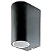Produktbild Grafner Aluminium Wandlampe schwarz, mit nach oben und unten gerichtetem Lichtschein, IP44, 2x GU10 Fassung, Wandleuchte rund Down Light Wand Lampe Außen Hof Einfahrt nach oben unten scheinend