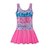 YIRONGWANG Girls Swimsuits, One Piece Swimsuit for Girls Bathing Suit Beach Princess Swim Dress Quic
