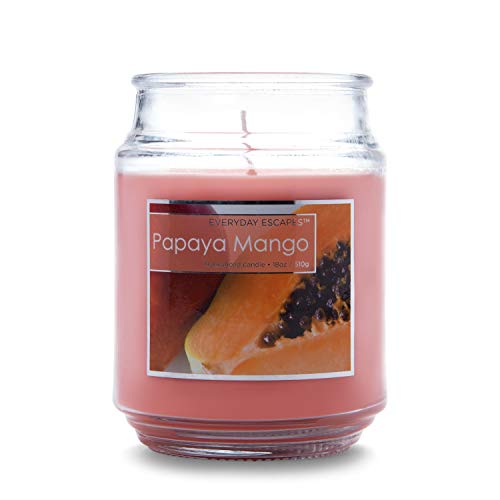 Everyday Escapes Papaya Mango Scented Jar Candle, Orange, 18 Oz - Up To 120 Hours Burn #TOP3