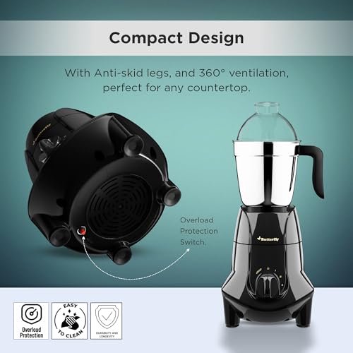 Image of Butterfly Jet Elite 750 Watt Mixer Grinder | 3 Leafproof Stainless Steel Jars| ABS body | Grey