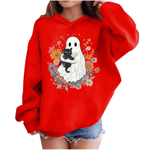 Girls Cute Trendy Hoodies Casual Pumpkin Hooded Sweatshirts Long Sleeve Oversized Pullover 2025 Winter Clothes