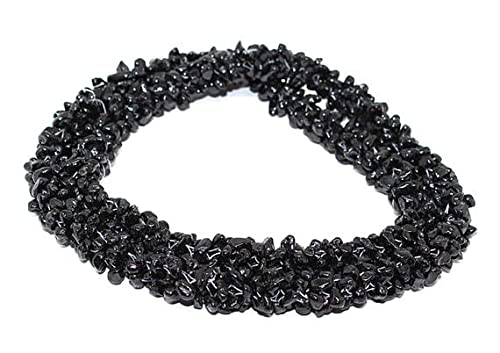 Spinelle noire perles pépites brutes 60cm pour création bijoux de luxe