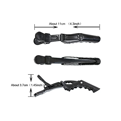 12 pinzas aligator para cabello profesional negras miniatura 2