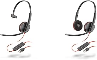 Plantronics Blackwire C3210 Headset (209744-22) & Blackwire 3220 USB-A Wired Headset - Dual Ear (Stereo) with Boom Mic - Connect to PC/Mac via USB-A - Works with Teams, Zoom & more