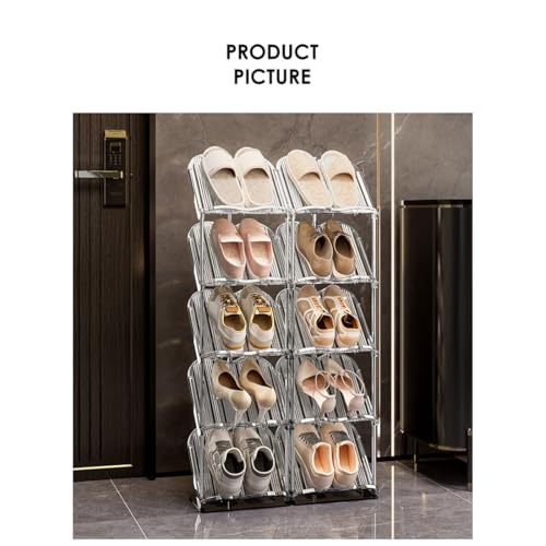 Image of Cortina Shoe Rack Vertical Shoes Racks for Entryway Corner Shoe Storage Organizer for Small Spaces Transparently Tall Slim Shoe Shelf for Front Door Entrance Living Room - 5 Layer