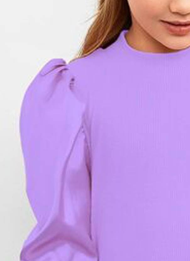KIROTO Stylish & Fancy Full Sleeves Tops for Girls Puff Sleeve Top (Cotton) Girls Kids Top Purple 2
