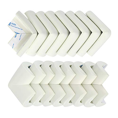 vetoky Table Corner Protectors for Baby Safety, Thickening Soft Foam Baby Proofing Corner Protector Furniture Fireplace Safety Bumper Edge Corner Guards, Pre-Taped Corner Cushions, 16 Pack, Beige