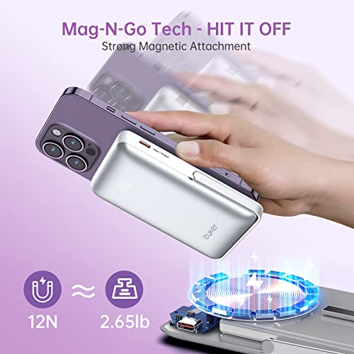 Euker Wireless Portable Charger 10000Mah Magnetic Fast Charging Power Bank, Pd 20W Mag-Safe Battery Pack With Led Display And Foldable Stand For Iphone 13&12/Pro Max/Pro/Mini, Blue #TOP1