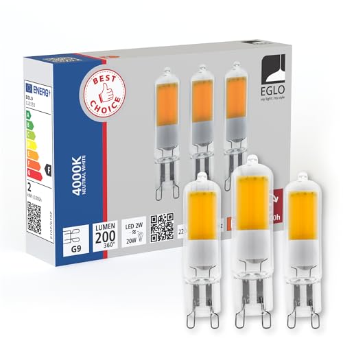 Eglo Juego de 3 lámparas LED G9 con casquillo de patillas, 3 bombillas enchufables, 2 vatios cada una (equivale a 25 W), blanco neutro, 4000 K, casquillo de patillas, Ø 1,5 cm