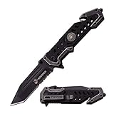 U.S. Marines by MTech USA M-A1052BK Spring Assist Folding Knife, Black Blade, Black Handle, 5-Inch...