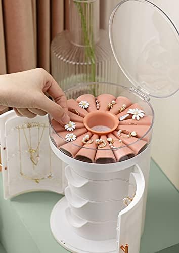 BeShiny Jewellery Box Organiser Large 5-Layer Jewelry Storage Case with Drawers for Earrings Necklace Rings Bracelets Watches, Light Weight Jewelry Gift Box for Girls Women (White)