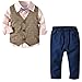 Produktbild MRULIC Baby Junge Bowtie Gentleman Weste T-Shirt Hosen Hochzeit Anzug Tuch Sets(B-Rosa,Höhe:120-130CM)