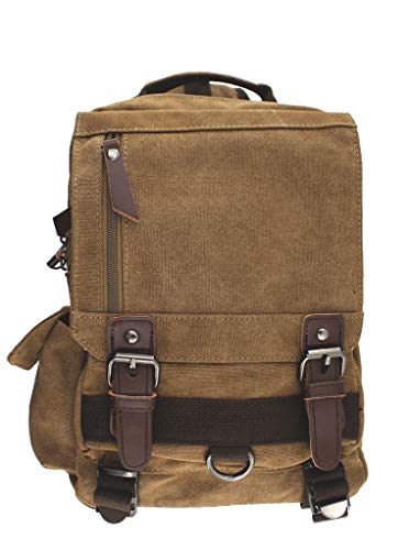 Jiao Miao 180308-04 Canvas Shoulder Backpack Travel Rucksack Sling Bag Cross Body Messenger Bag,180308-Coffee thumb #1