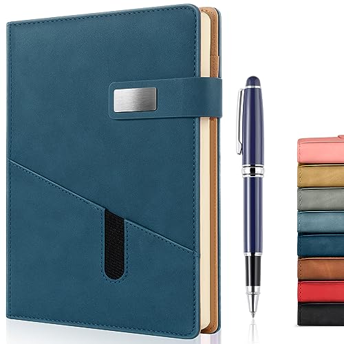 A5 Lined Leather Journal with Pen, 240 Pages Refillable...