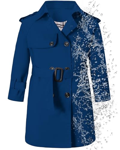 Image of Betusline Boys Waterproof Trench Coat Double Breasted Classic Belted Outwear Jacket Dress Coats