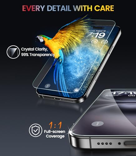 Image of EZ-GLAZ-4 Pack for iPhone 16 Screen Protector[6.9 inch] 9H+ Hardness Shatterproof Long Durable Tempered Glass Film with Flawless Fit Box, UV-enhanced adhesive, Scratch Resistant
