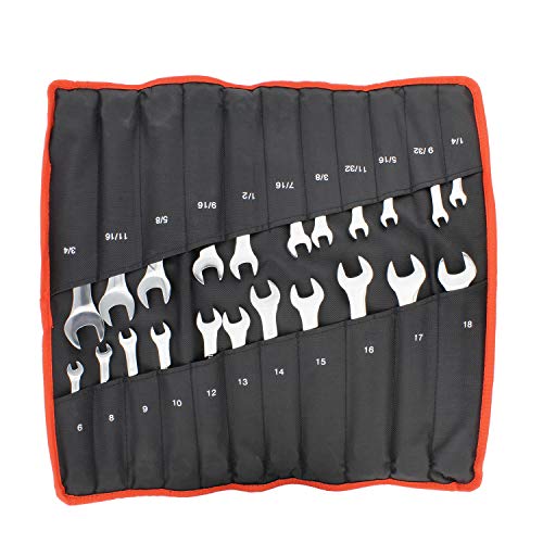 Abn Combo Ratchet Wrench Set Sae And Metric Sizes - 22 Pc Ratcheting Wrench Set With Travel Pouch #TOP4