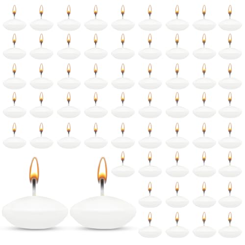 HA BIN 60 Pièces Bougies Flottantes, Bougies Flottantes Non Parfumées,pour Mariages, Soirées Romantiques, Enterrements de Vie de Jeune Fille, Décorations (Blanc)