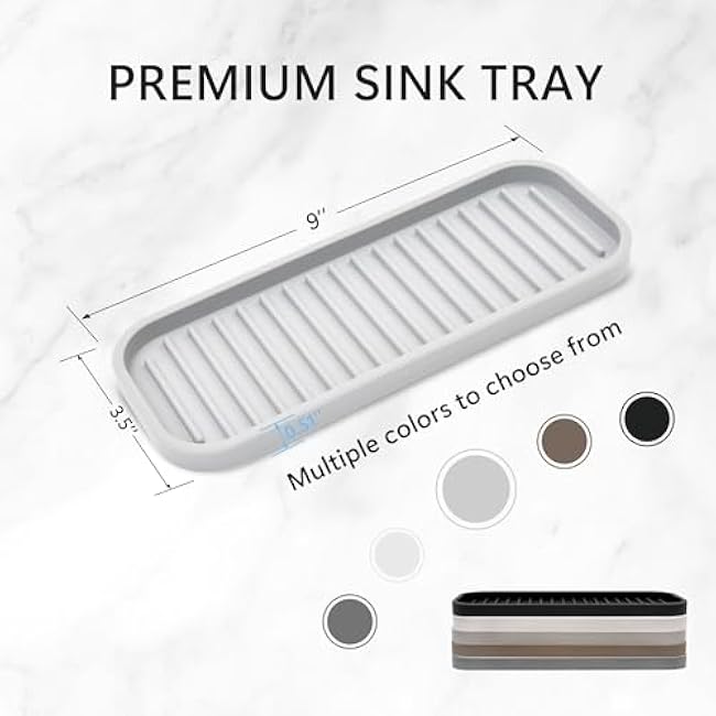 Silicone Sponge Holder Kitchen Sink Organizer Tray Dish Caddy Soap Dispenser, Scrubber Spoon Holder,Dishwashing Accessories 2 Pack (White)