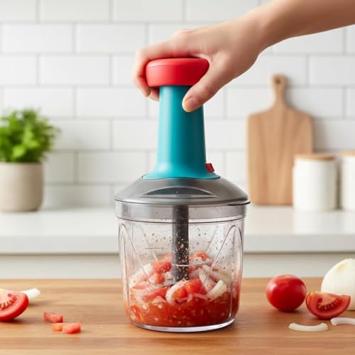 Image of Chopper for Kitchen Use 1100 ML, Push Chopper with 6 Blades, Vegetable Chopper Kitchen Items for Home Cutting Vegetables, Onion, Ginger, Garlic, Salad, Tomato, Potato (ER1)