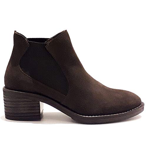 Patricia Miller 2181, Botines Camperos con elásticos, Piel Suéde, Color marrón Chocolate (40 EU)