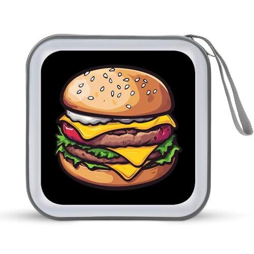 Cheeseburger Hamburger Burger Funny Food CD Case Portable DVD Holder Storage Organizer for Home Travel