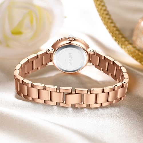 Image of NIBOSI Women Watches Analog Quartz Stainless Steel Band Rose Gold Luxury Elegant Diamond Watch for Ladies Stylish Waterproof Wrist Watch