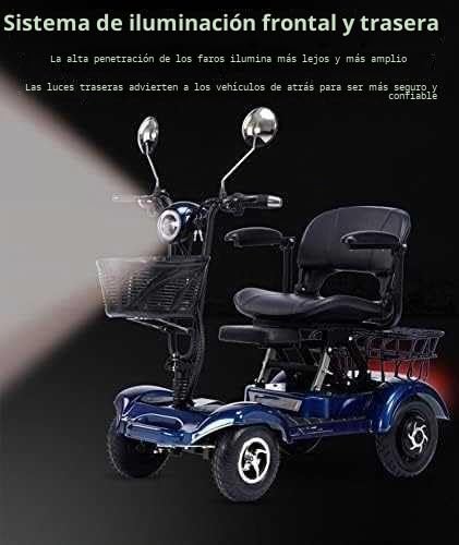 SKORDO Scooter de movilidad de 4 ruedas, dos plazas, 380 W, resistente, para personas mayores y adultos, capacidad de 200 kg, 48 V, 20 Ah, portátil, plegable, para ancianos, iluminación LED completa