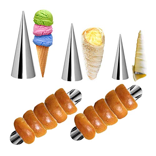 26 PCS Cannoli Tubes, Woohome Stainless Steel Cannoli Forms Cream Horn Molds, Croissant Mold Baking Moulds Tubes for Danish Pastry Cream Roll Mold