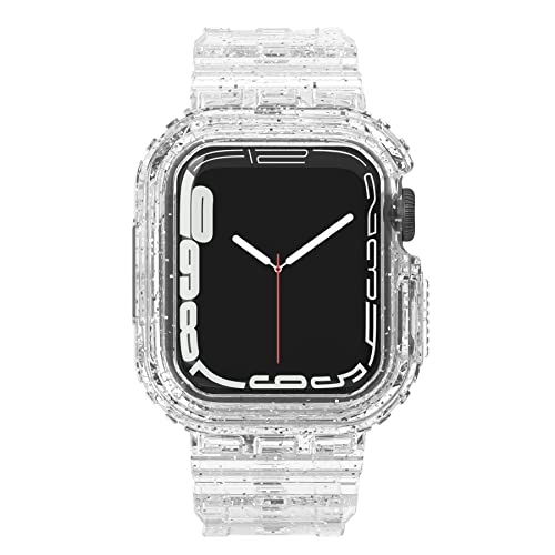 Eyamumo Protective Cases Rugged Bands Compatible With Apple Watch Bands 41Mm 40Mm Women Men, Soft Glitter Tpu Rugged Smartwatch Bumper Cases With Band Compatible For Apple Iwatch Se Series 7 6 5 4 Silver #TOP19