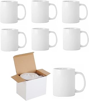 Sublimation Mugs Blank 11 oz Plain White Coffee Mug with Gift Boxes, Double ORCA Coated Ceramic Mugs for Sublimation Printing Heat Press 6pcs