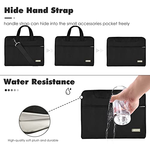 Qishare 15 15.6 16Inch Black Multi-Functional Business Laptop Sleeve/Carrying Handbag Briefcase/Laptop Messenger Bag For All 15 15.6 Inch Acer Asus Dell Lenovo Hp Samsung Toshiba (Black, 15.6-16) #TOP3
