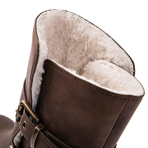 GLOBALWIN Women's Fur Booties Fashion Combat Ankle Boots For Women3