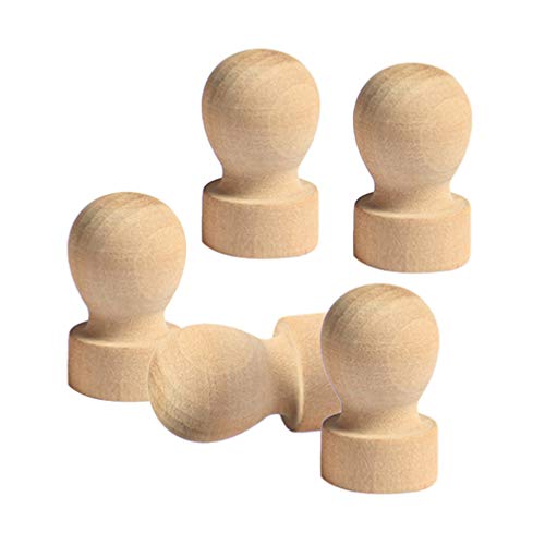 5Pcs 2.5Cm Stamp Wooden Round Handle Diy Stamp Wood Knobs,Drawer Pulls And Knobs For Scrapbooking Craft Card Diary #TOP6