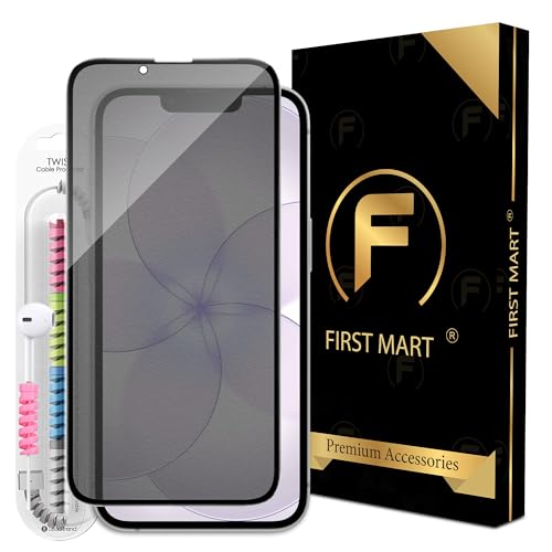 Image of FIRST MART Matte Privacy Tempered Glass for iPhone 17e / 16e / iPhone 14 with Cable Protector & Installation Kit | Anti-Spy, Anti-Glare, 9H, Edge-to-Edge, Case-Friendly | Pack of 1