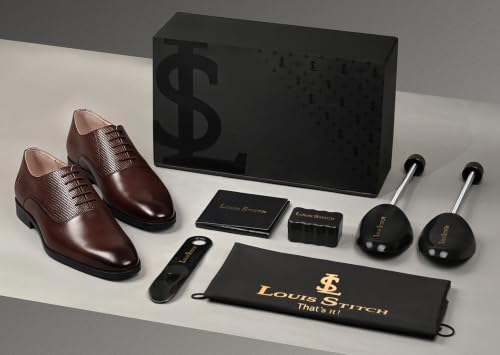 Image of LOUIS STITCH Men's Italian Crust Leather Derby Shoes| Formal Lace-Up Shoes for Men | Perfect for Business, Formal & Parties | LSVX-EUPLDY
