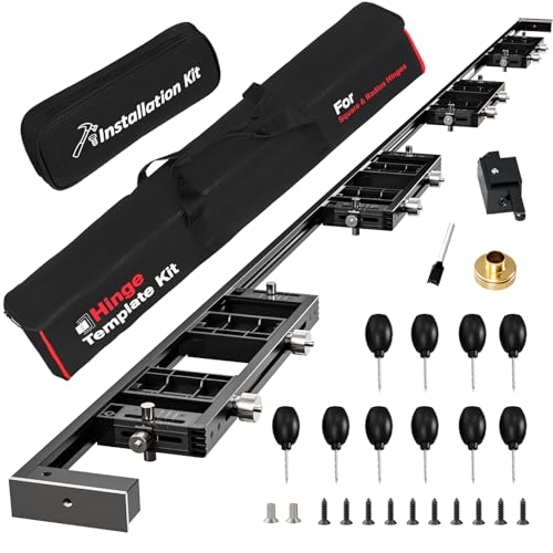 Door Hinge Template Kit Portable Single Jig Provided Quickly and Precisely Recess Square & Radius Hinges in Door and Frame Full Flexibility for Hinge Size Shape and Positioning (Black)