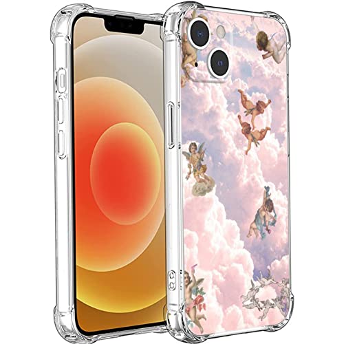 Cute Angel Phone Case For Iphone 13,Cute Angel Baby Clouds Pink Aesthetic Cute Phone Case For Girls Women With Cool Trendy Design Shockproof Soft Tpu Gift Cover Case For Iphone 13 #TOP15